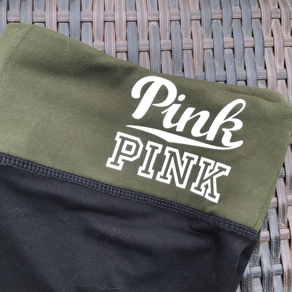 VS PINK Olive Green/Black Capri Legging - Picture 2 of 5
